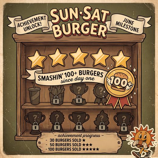 Sun•Sat Burger — 100+ burgers June milestone